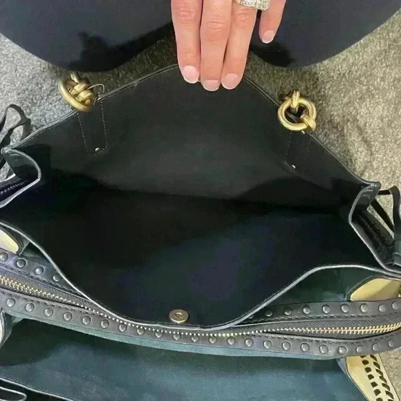 NWT COACH 37391 Dreamer Tote 34 in Colorblock Evergreen Whipstitch Rivets - Picture 13 of 16